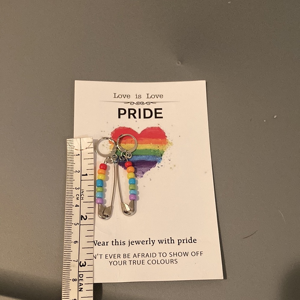 🌈Pride Safety Pin Design Drop Earrings - Picture 2 of 2